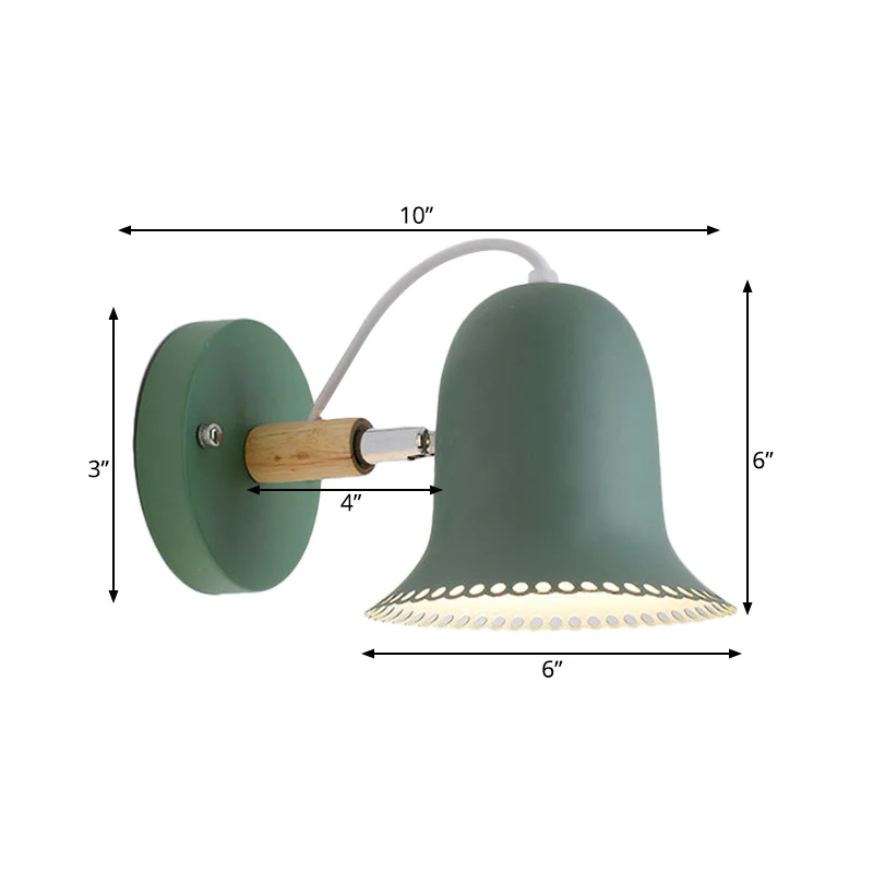 Single Light Bell Sconce Light Draaibare Macaron Loft Metalen wandlamp voor kinderslaapkamer Clearhalo