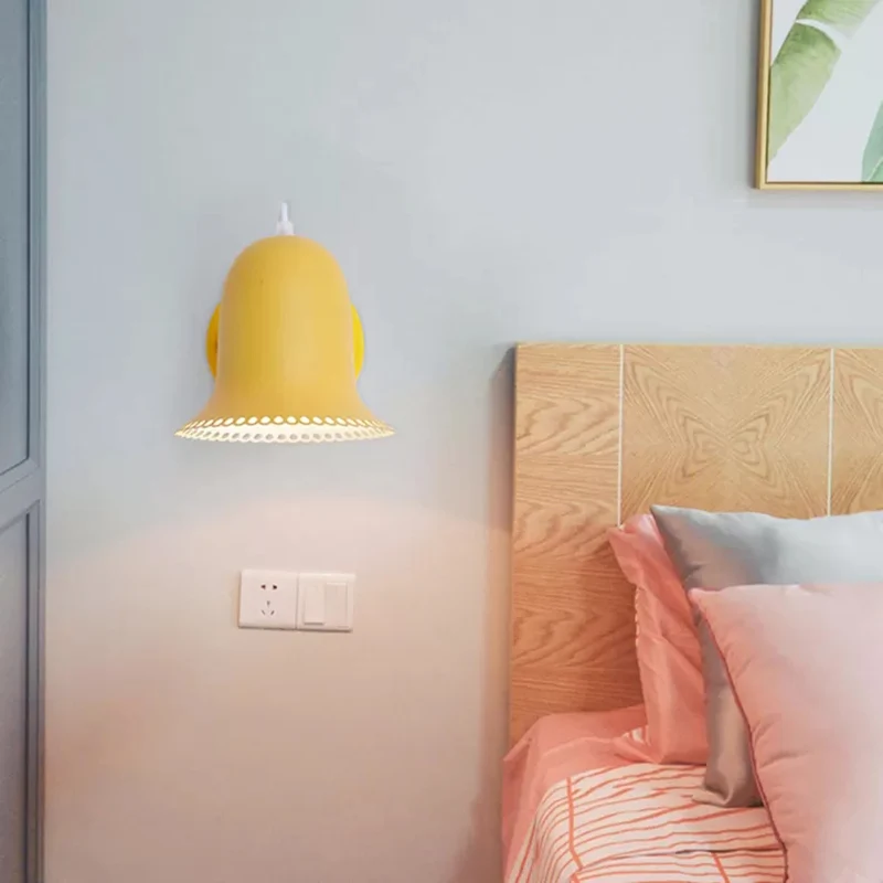 Single Light Bell Sconce Light Draaibare Macaron Loft Metalen wandlamp voor kinderslaapkamer Clearhalo
