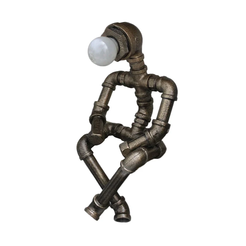 Single Pipe Man Nachtkastje Licht Steampunk Stijl Bronzen Afwerking IJzeren Nachtkastje Lamp Clearhalo