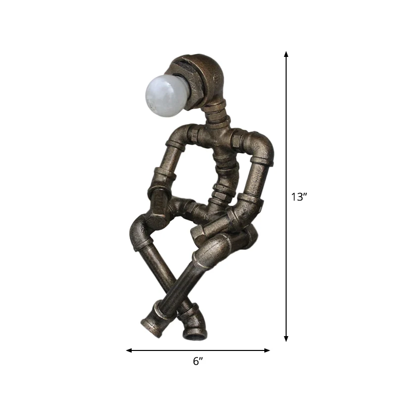 Single Pipe Man Nachtkastje Licht Steampunk Stijl Bronzen Afwerking IJzeren Nachtkastje Lamp Clearhalo