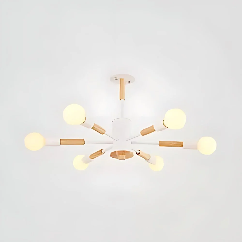 Sky Bang Bare Bulb Hanglamp Houten kroonluchter Scandinavische stijl voor kinderslaapkamer Clearhalo