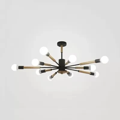 Sky Bang Bare Bulb Hanglamp Houten kroonluchter Scandinavische stijl voor kinderslaapkamer Clearhalo
