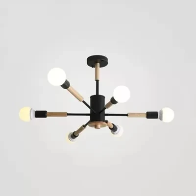 Sky Bang Bare Bulb Hanglamp Houten kroonluchter Scandinavische stijl voor kinderslaapkamer Clearhalo