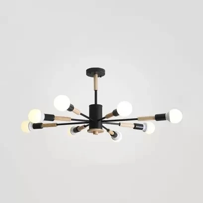 Sky Bang Bare Bulb Hanglamp Houten kroonluchter Scandinavische stijl voor kinderslaapkamer Clearhalo