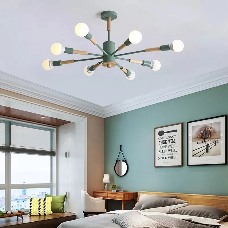 Sky Bang kleuterkroonluchter met open lamp houten Scandinavische hanglamp Clearhalo