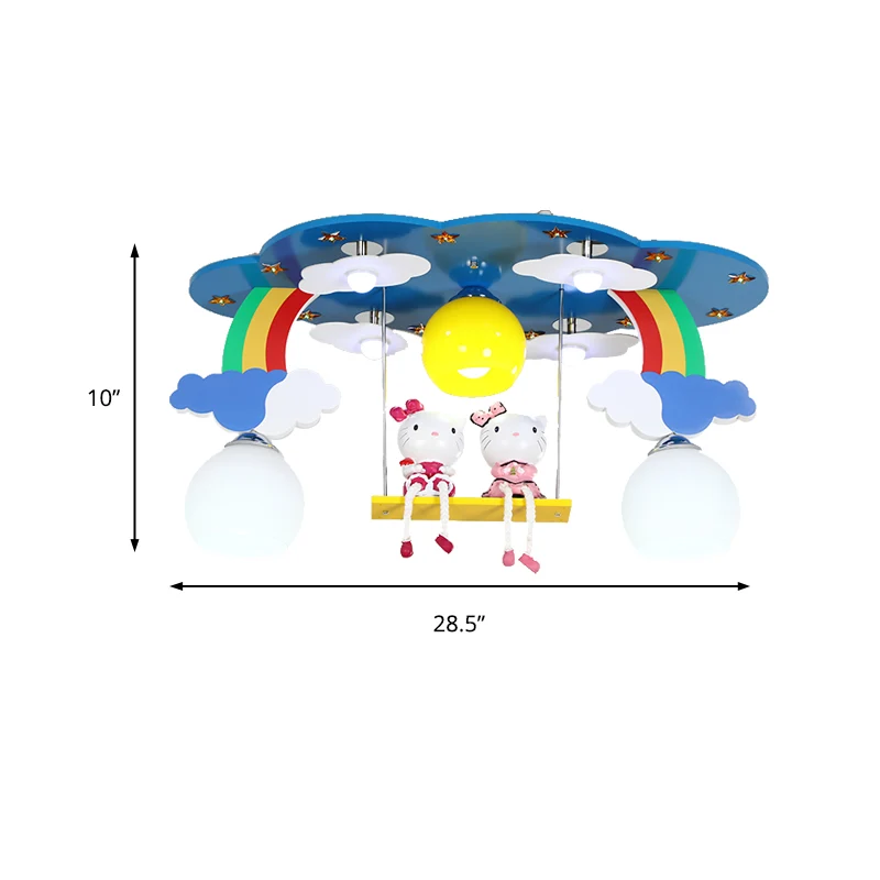 Sky kinderkamer plafondlamp hout 3-lichts cartoon plafondlamp met katje Clearhalo