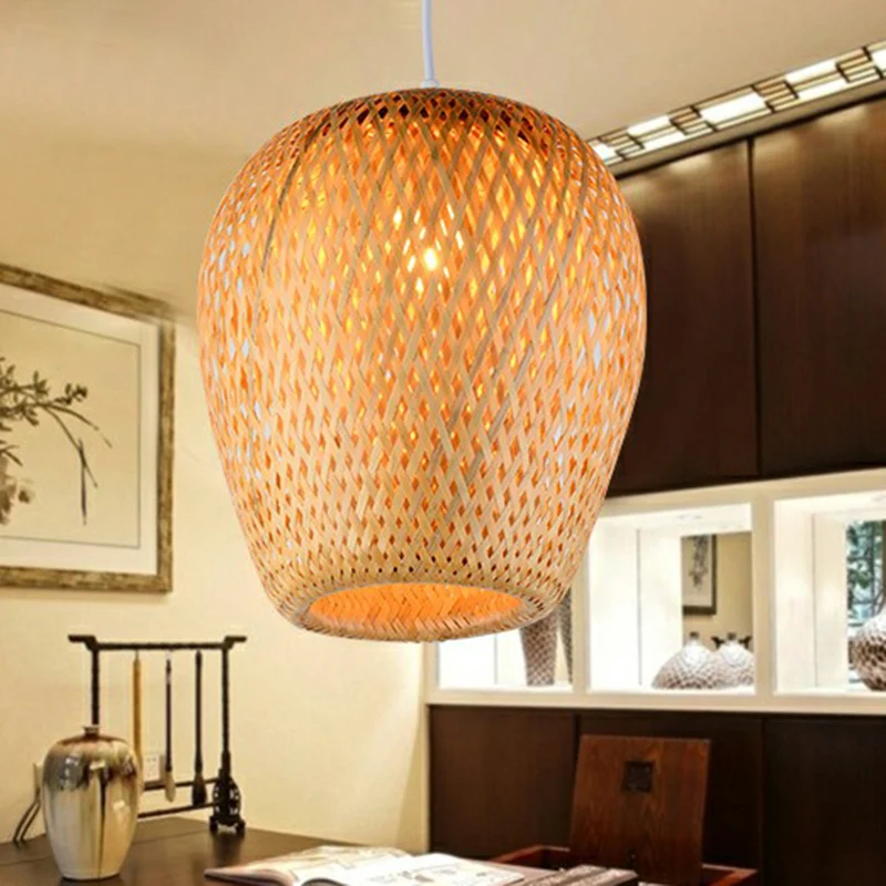 Sky Lantern-vormige hanglamp Aziatische bamboe studeerkamer hanglamp met één lamp Clearhalo