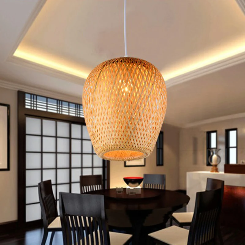 Sky Lantern-vormige hanglamp Aziatische bamboe studeerkamer hanglamp met één lamp Clearhalo