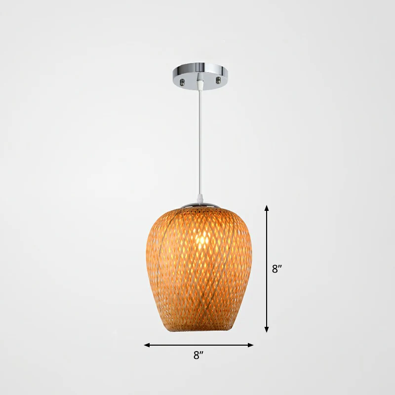 Sky Lantern-vormige hanglamp Aziatische bamboe studeerkamer hanglamp met één lamp Clearhalo