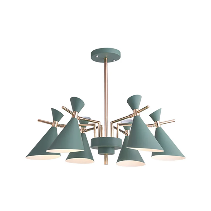 Slaapkamer hoornvorm hangende plafondlamp metaal moderne stijl 6-lichts hangende kroonluchter Clearhalo