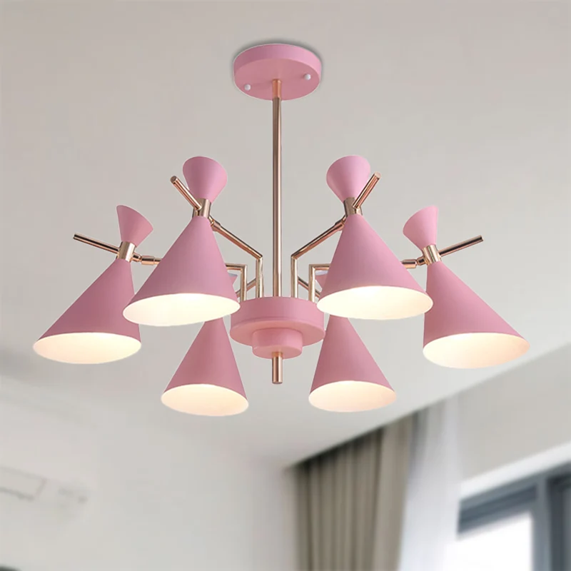 Slaapkamer hoornvorm hangende plafondlamp metaal moderne stijl 6-lichts hangende kroonluchter Clearhalo