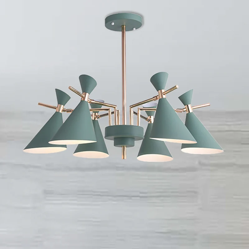 Slaapkamer hoornvorm hangende plafondlamp metaal moderne stijl 6-lichts hangende kroonluchter Clearhalo