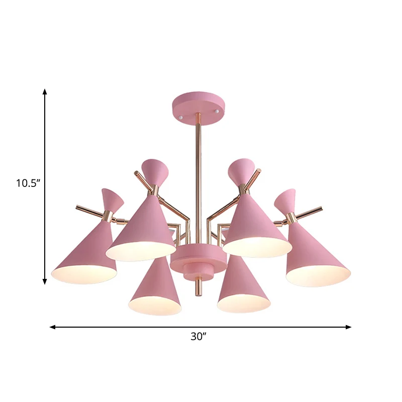 Slaapkamer hoornvorm hangende plafondlamp metaal moderne stijl 6-lichts hangende kroonluchter Clearhalo