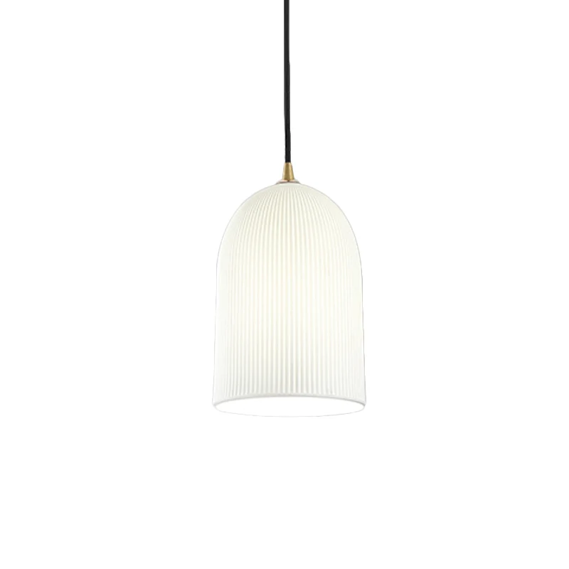 Slaapkamer slingerlamp met 1 lamp, minimalistische zwarte hangende hanger met bel, witte glazen lampenkap Clearhalo