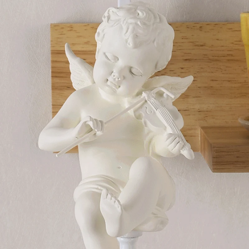 Slaapkamer Studeerkamer Bell Wandlamp met Engelenhout 1 Kop Creatieve Heldere Schanslamp Clearhalo