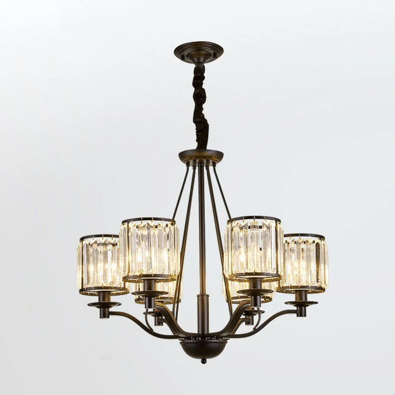 Slaapkamerkroonluchter Lichte hedendaagse zwarte plafondlamp met cilindrische kristallen kap Clearhalo