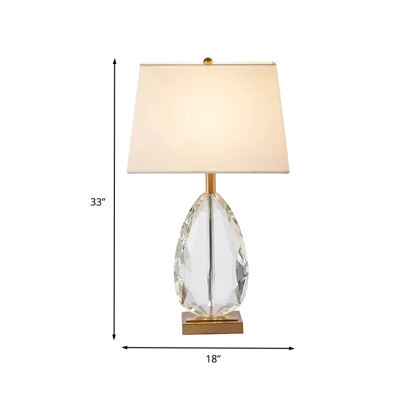 Slaapkamertafellamp met 1 lamp, moderne beige nachtkastjelamp met trapeziumvormige stoffen kap Clearhalo