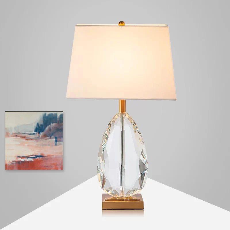 Slaapkamertafellamp met 1 lamp, moderne beige nachtkastjelamp met trapeziumvormige stoffen kap Clearhalo