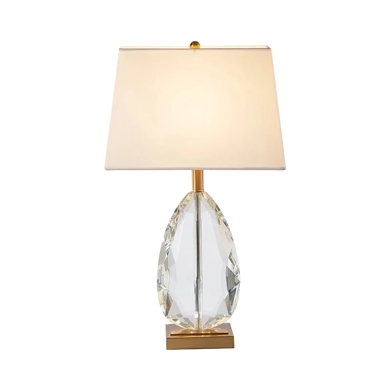 Slaapkamertafellamp met 1 lamp, moderne beige nachtkastjelamp met trapeziumvormige stoffen kap Clearhalo
