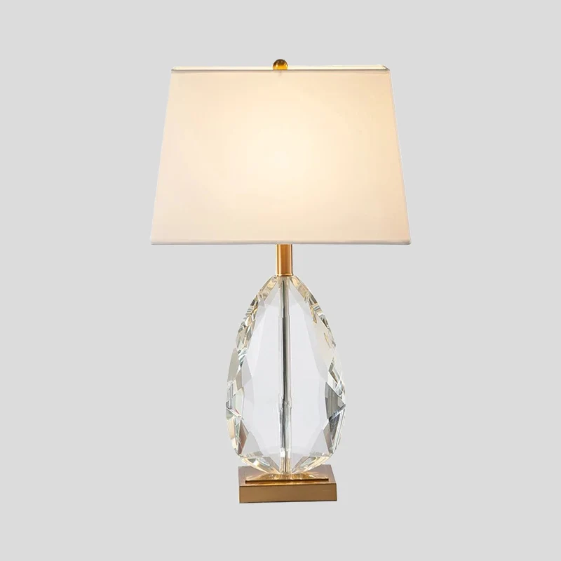 Slaapkamertafellamp met 1 lamp, moderne beige nachtkastjelamp met trapeziumvormige stoffen kap Clearhalo