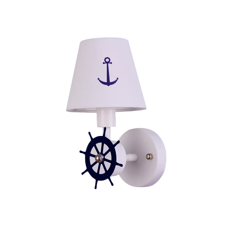 Slaapkamerwandverlichting met één lamp, witte kinderlamp met conische stoffen kap Clearhalo
