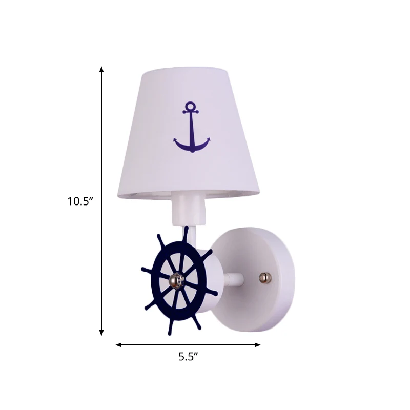 Slaapkamerwandverlichting met één lamp, witte kinderlamp met conische stoffen kap Clearhalo