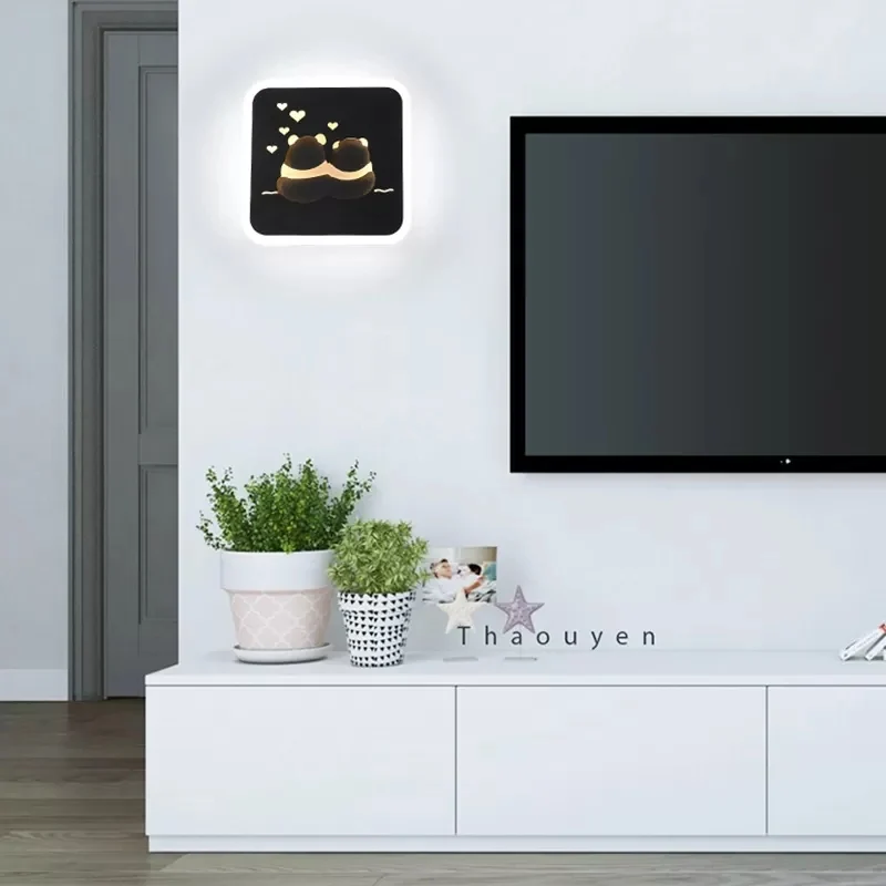 Slanke paneelwandlamp Cartoon acryl schanslamp met schattig patroon voor kinderslaapkamer Clearhalo