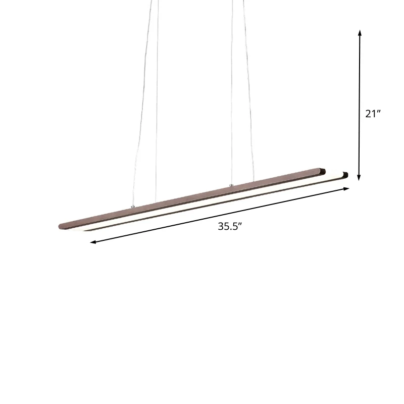 Slanke rechthoekige neerwaartse verlichting Eenvoudige metalen LED-hangende kantoorplafondlamp koffie, warm/wit/natuurlijk...