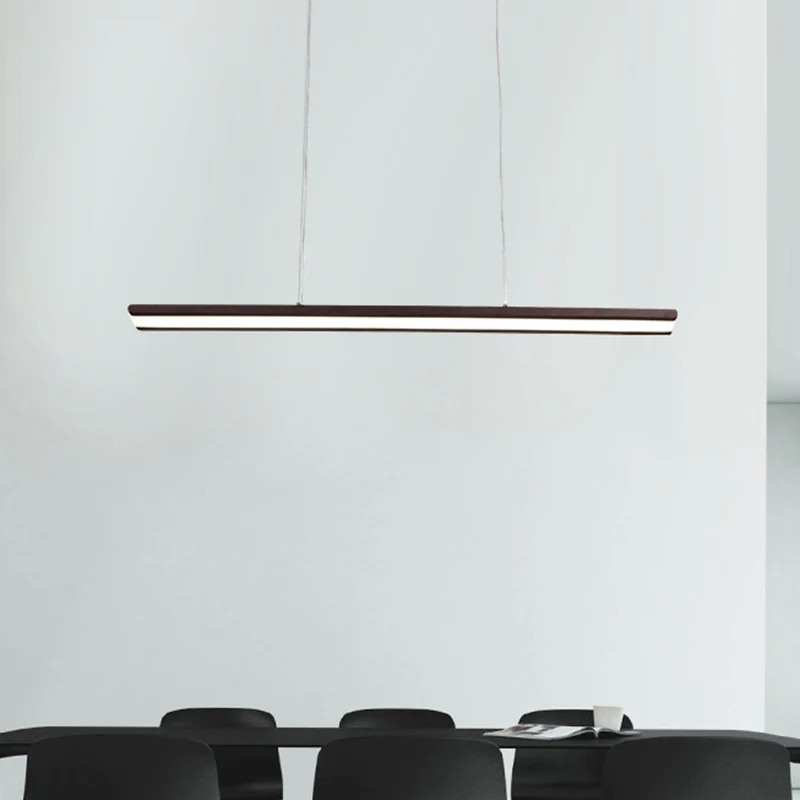 Slanke rechthoekige neerwaartse verlichting Eenvoudige metalen LED-hangende kantoorplafondlamp koffie, warm/wit/natuurlijk...