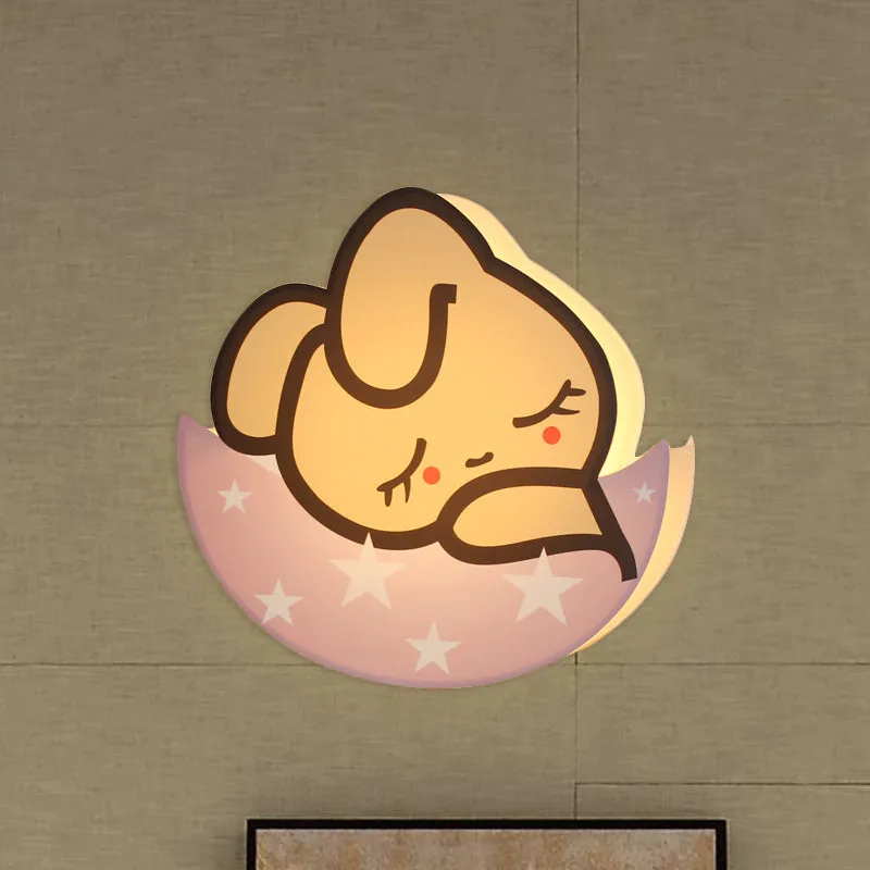 Slapend konijn meisjeskamer schans licht metaal LED cartoon wandmontage lamp roze, wit/warm licht Clearhalo