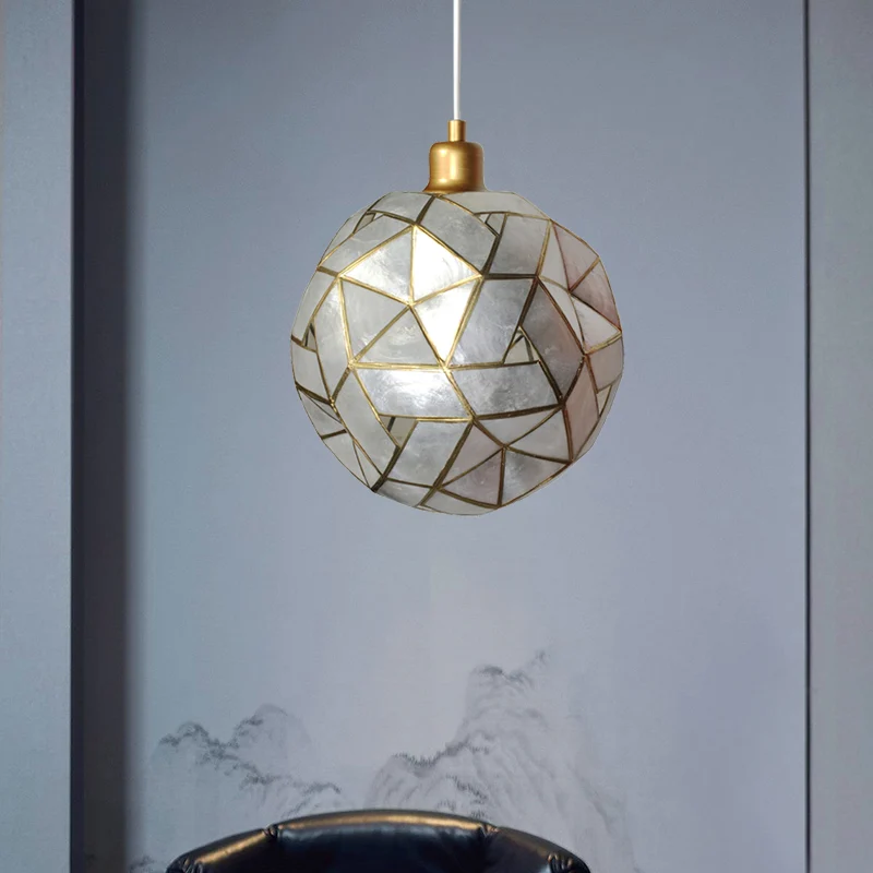 Sldined Globe hanglamp moderne shell 1-lamp eetkamer hangende hanglamp zilver Clearhalo