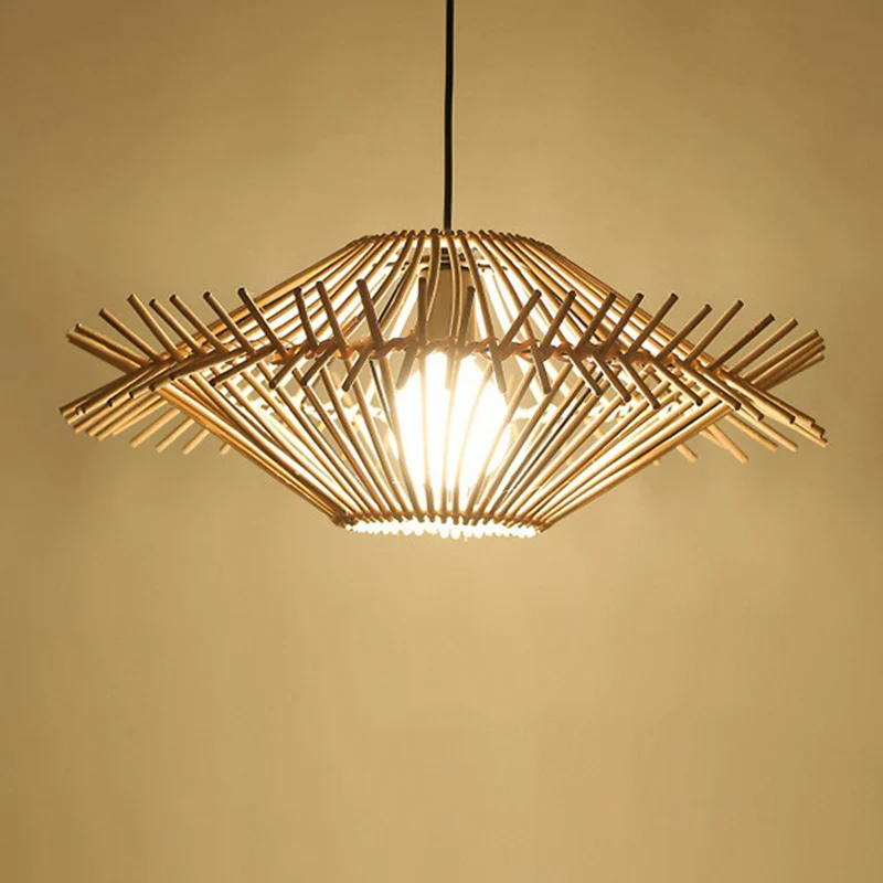 Slingerlamp van rotan, landelijk, 1 lamp, beige hangende plafondlamp voor restaurant Clearhalo