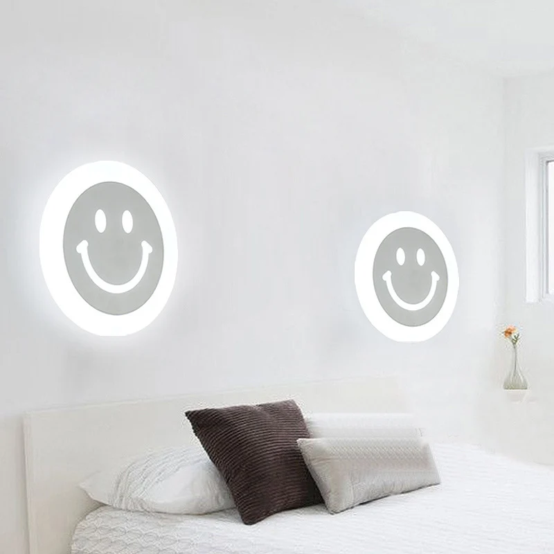 Smiley Face LED-sconcelamp Ultradunne acrylkleurige LED-wandverlichtingsarmatuur warm/wit licht Clearhalo