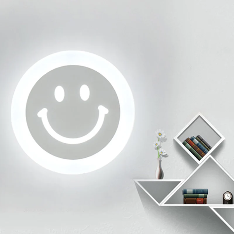 Smiley Face LED-sconcelamp Ultradunne acrylkleurige LED-wandverlichtingsarmatuur warm/wit licht Clearhalo