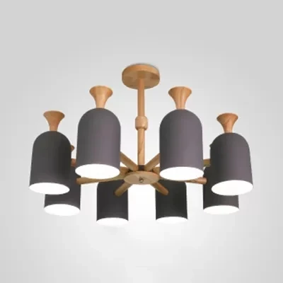 Snoepkleurige beker kroonluchter Macaron Loft houten hanglamp voor kinderslaapkamer Clearhalo