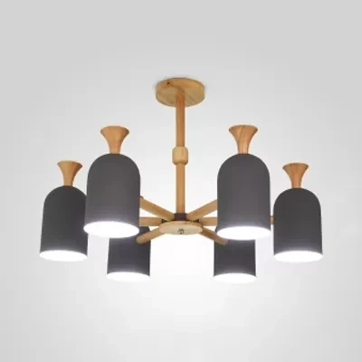 Snoepkleurige beker kroonluchter Macaron Loft houten hanglamp voor kinderslaapkamer Clearhalo