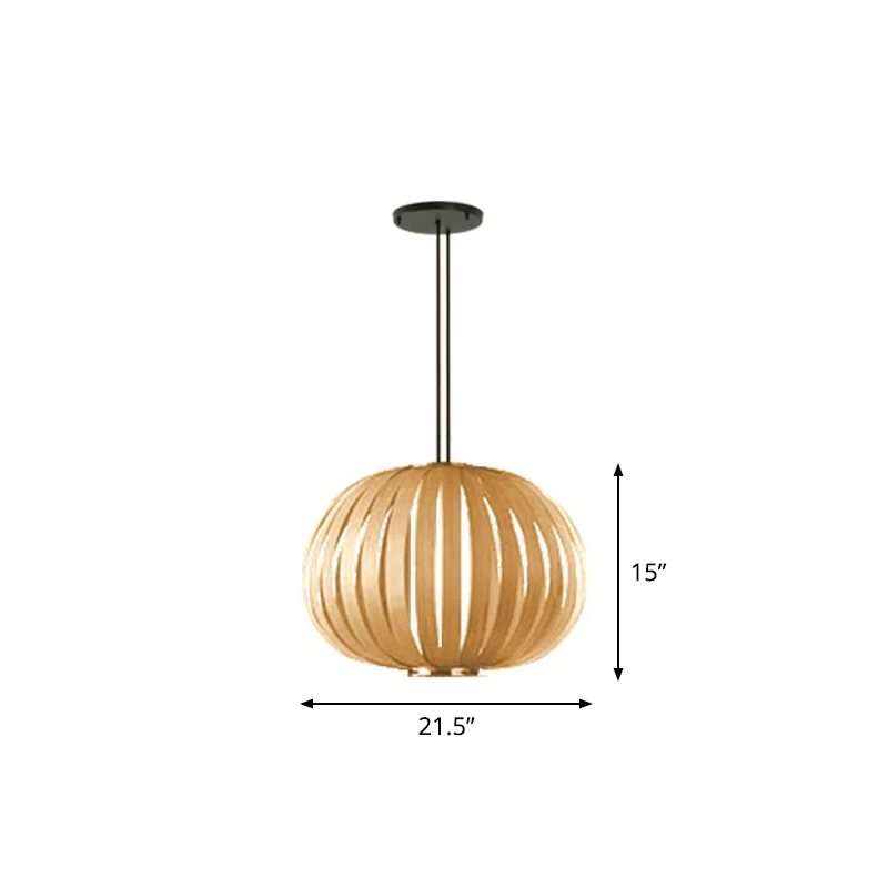 Sphere Restaurant Suspension Lighting Houten minimalistische hanglampset met één lamp Clearhalo