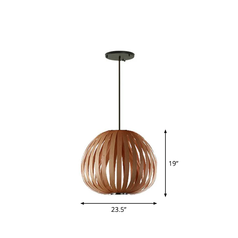 Sphere Restaurant Suspension Lighting Houten minimalistische hanglampset met één lamp Clearhalo