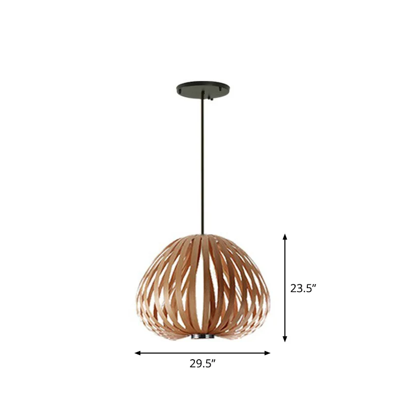 Sphere Restaurant Suspension Lighting Houten minimalistische hanglampset met één lamp Clearhalo