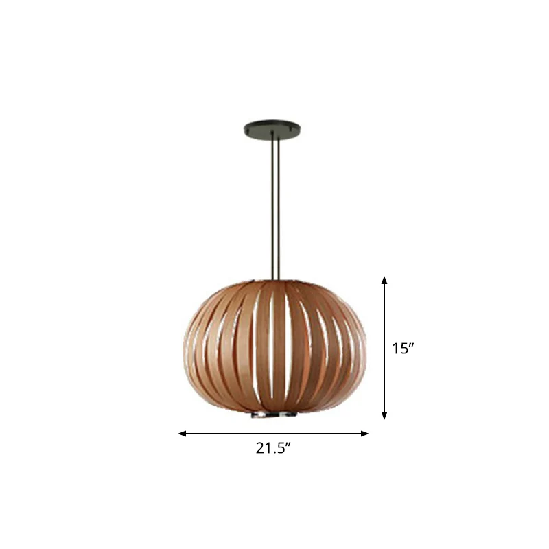 Sphere Restaurant Suspension Lighting Houten minimalistische hanglampset met één lamp Clearhalo
