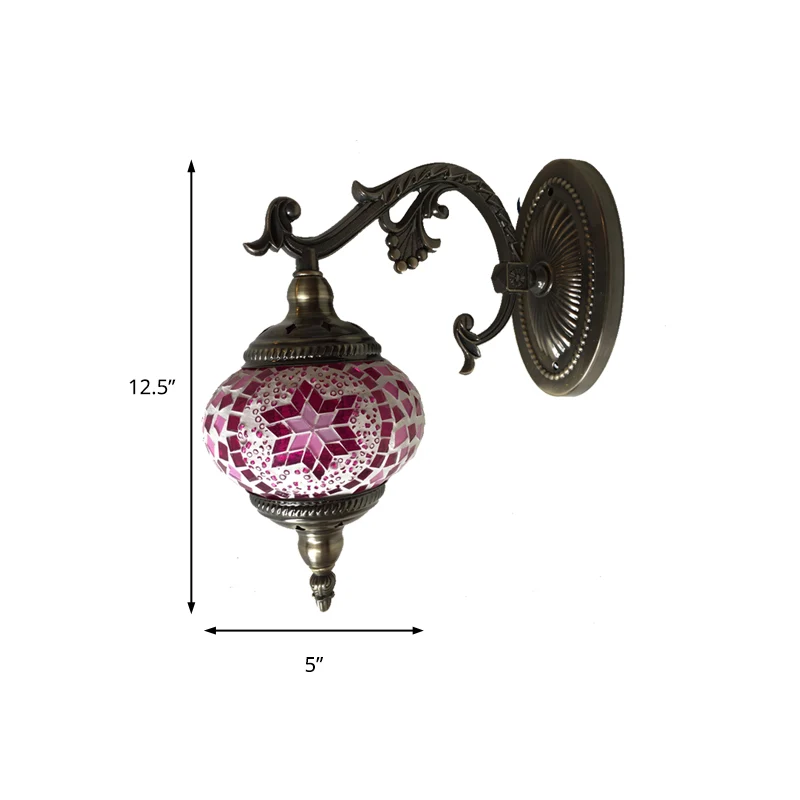Sphere Sconce Lighting Vintage roze/blauw glas 1 kop wandlamp armatuur voor woonkamer Clearhalo