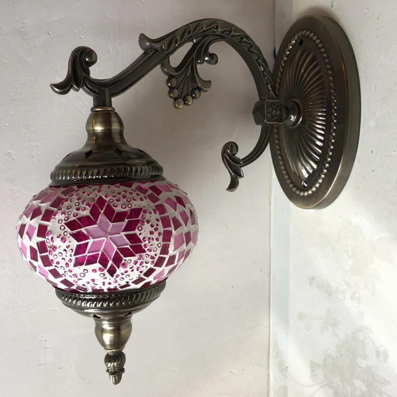 Sphere Sconce Lighting Vintage roze/blauw glas 1 kop wandlamp armatuur voor woonkamer Clearhalo