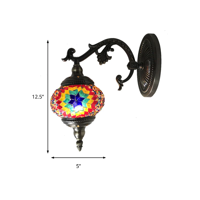 Sphere Sconce Lighting Vintage roze/blauw glas 1 kop wandlamp armatuur voor woonkamer Clearhalo