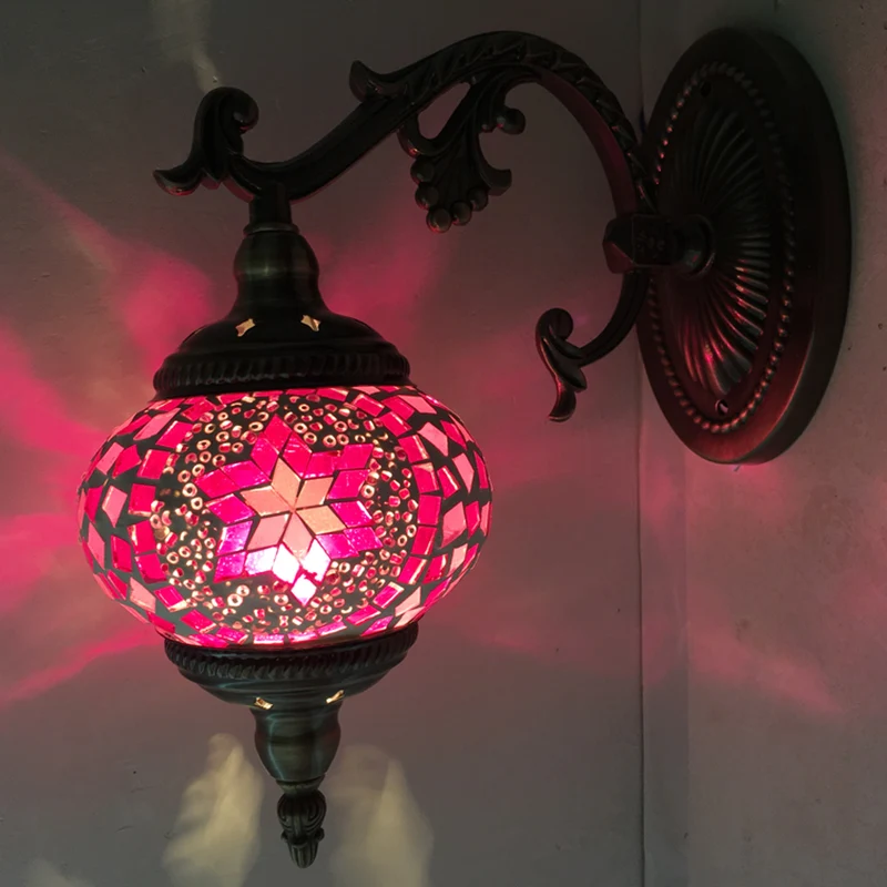 Sphere Sconce Lighting Vintage roze/blauw glas 1 kop wandlamp armatuur voor woonkamer Clearhalo