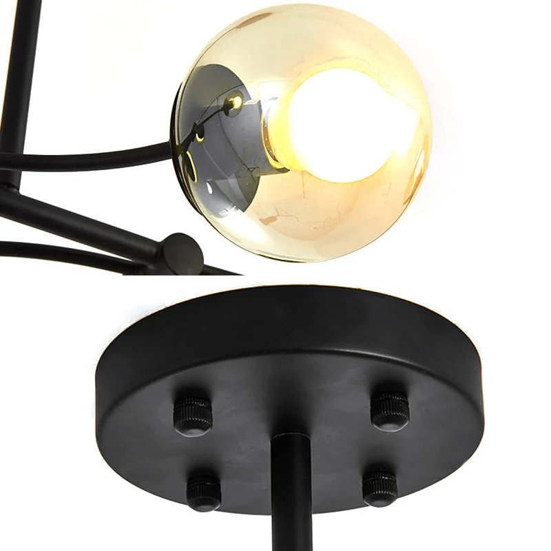 Sphere Shade Buffet Kroonluchter Verlichting Glas 6-koppig Modern eilandlicht zwart Clearhalo
