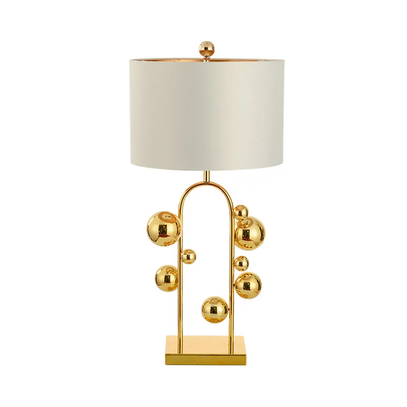 Sphere Task Light Traditioneel Metaal 1 Lamp Gouden Leeslamp met Wit/Zwarte Drum Stoffen Kap Clearhalo