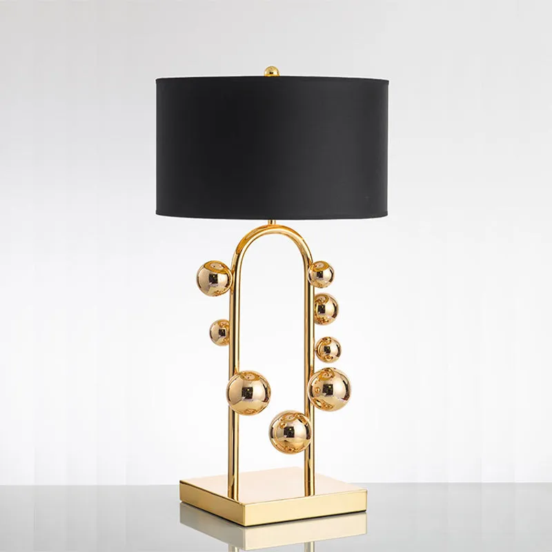 Sphere Task Light Traditioneel Metaal 1 Lamp Gouden Leeslamp met Wit/Zwarte Drum Stoffen Kap Clearhalo