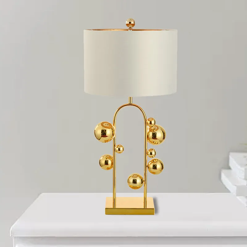 Sphere Task Light Traditioneel Metaal 1 Lamp Gouden Leeslamp met Wit/Zwarte Drum Stoffen Kap Clearhalo