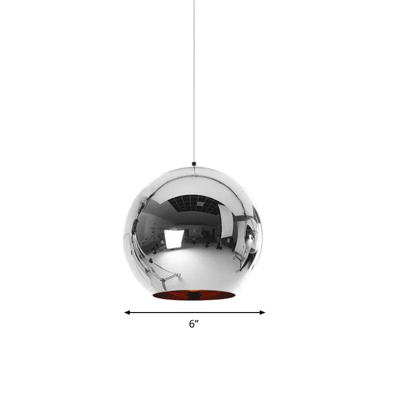 Spiegel Glazen Bol Hangende Lichtarmatuur Modern 6"/8"/10" Breed 1 Licht Zilver/Koper Hanglamp Clearhalo