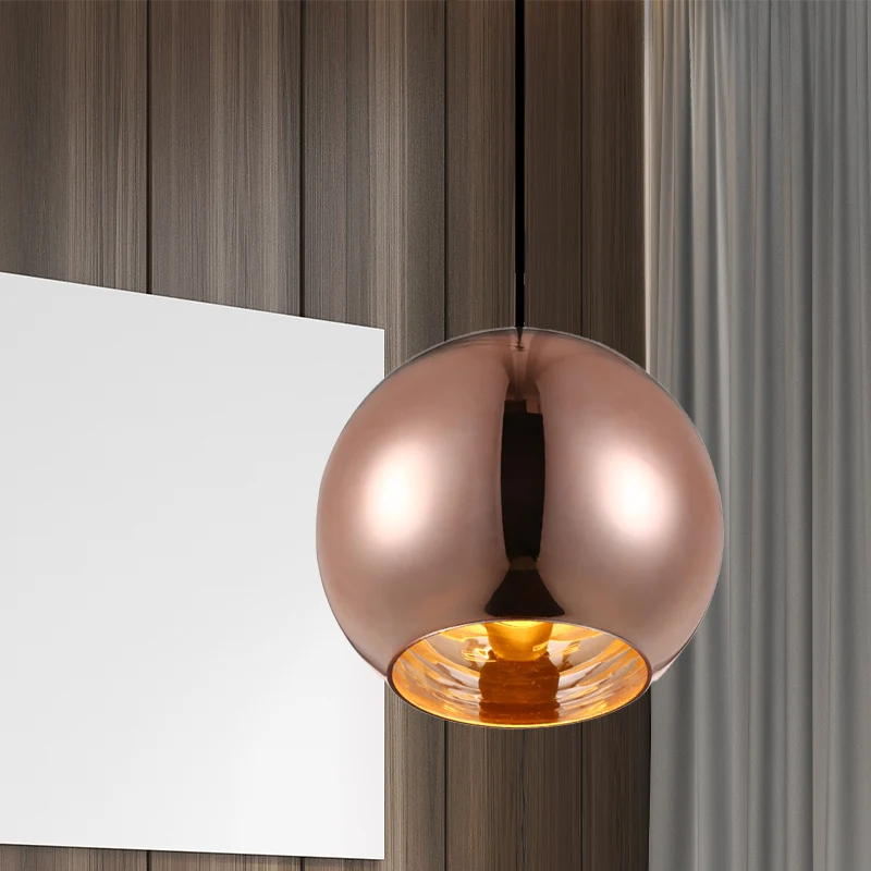 Spiegel Glazen Bol Hangende Lichtarmatuur Modern 6"/8"/10" Breed 1 Licht Zilver/Koper Hanglamp Clearhalo